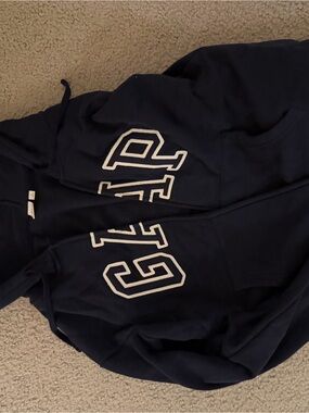 GAP Navy Blue Zip-Up Hoodie with White Logo